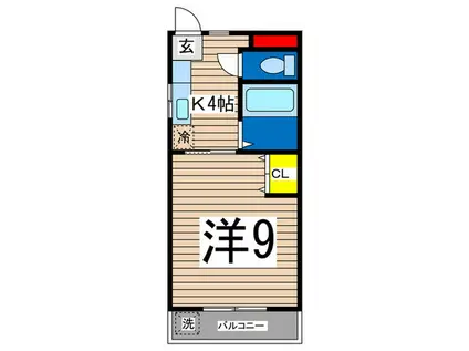 エレガンス菅田第1(1K/3階)の間取り写真