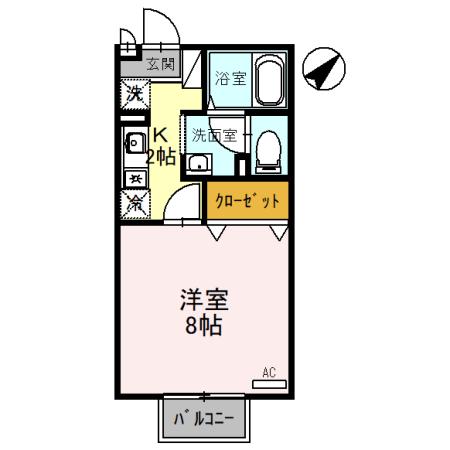 ピュール・SI(1K/1階)の間取り写真