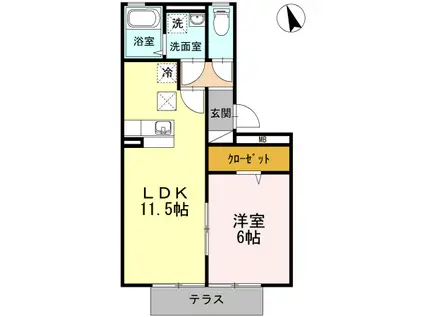 ＪＲ久大本線 久留米高校前駅 徒歩15分 3階建 築18年(1LDK/2階)の間取り写真