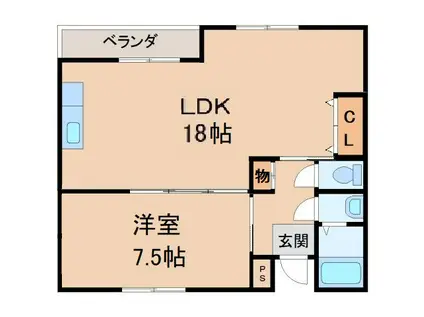 第二宮田マンション(1LDK/2階)の間取り写真