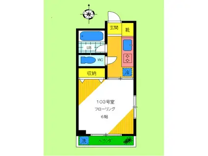 アーバニティー下北沢(1K/1階)の間取り写真