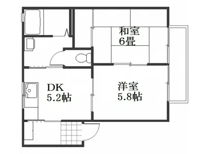 ブロッサム桜尾(2DK/2階)の間取り写真