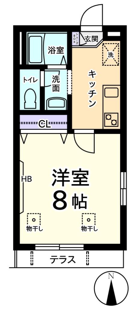 メゾン ボヌール(1K/1階)の間取り写真