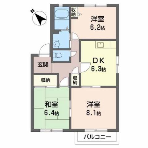 フレグランスヴィラ(3DK/2階)の間取り写真