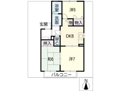ハナミズキ安田2(3DK/1階)の間取り写真