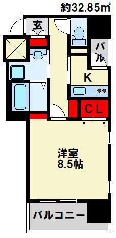 アースコートYSシティ片野新町(1K/6階)の間取り写真