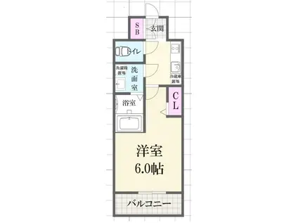 レジュールアッシュ神戸VIVANT(1K/2階)の間取り写真