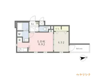 CHERIM志賀本通ノース(1LDK/3階)の間取り写真