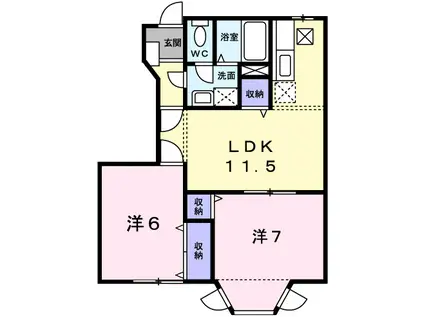 クレストヨコセキII(2LDK/1階)の間取り写真