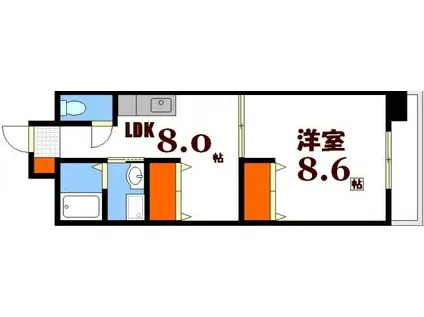 房尾本店横川橋ビル(1LDK/6階)の間取り写真