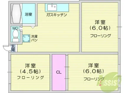 サンハイツB(3DK/2階)の間取り写真