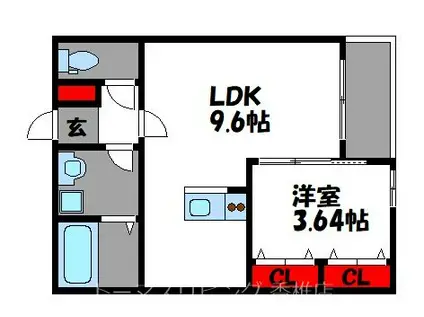 サニーガーデン千早(1LDK/1階)の間取り写真