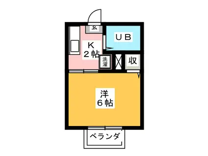 カキシマ(1K/2階)の間取り写真