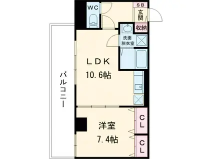 東急田園都市線 桜新町駅 徒歩7分 3階建 築5年(1LDK/2階)の間取り写真