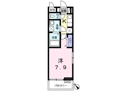 ブレッザII(1K/2階)の間取り写真