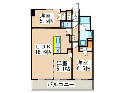 サムティレジデンス藤が丘(3LDK/3階)の間取り写真