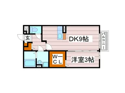 セジュール八幡(1DK/1階)の間取り写真