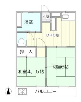 第1オパールマンション(2DK/3階)の間取り写真