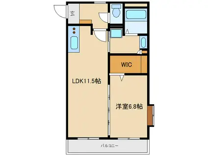 フラワーウィーク(1LDK/1階)の間取り写真