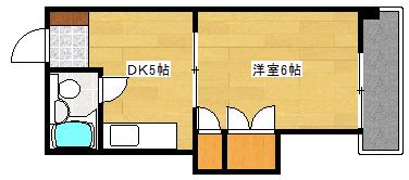 サンハイムうえだ(1DK/2階)の間取り写真