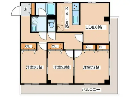 プリモ・アモーレ(3LDK/3階)の間取り写真