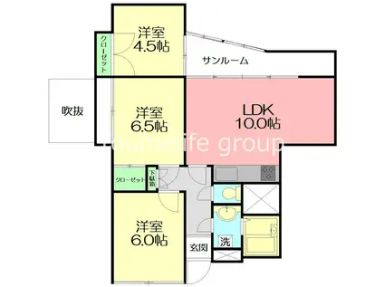 本厚木エグゼクティブマンション(3LDK/1階)の間取り写真
