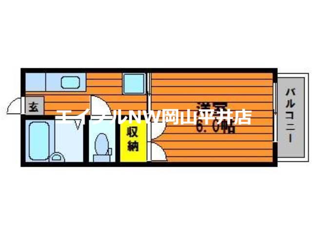 シャトレーII(1K/1階)の間取り写真