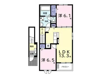 プラシード(2LDK/2階)の間取り写真