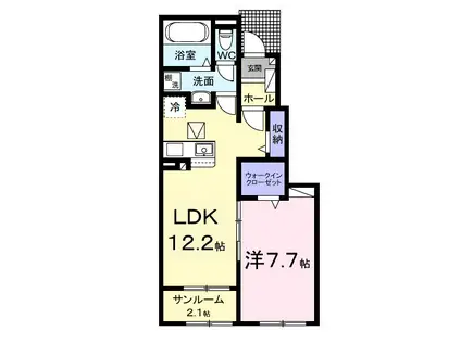 マウント シティI(1LDK/1階)の間取り写真