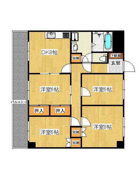 プレジデント屋島(4DK/2階)の間取り写真