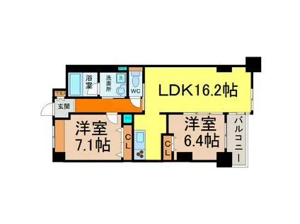 イーグルヘッド橦木(2LDK/3階)の間取り写真