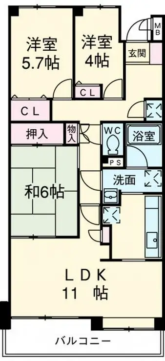 潮ハイツ 5階階 間取り