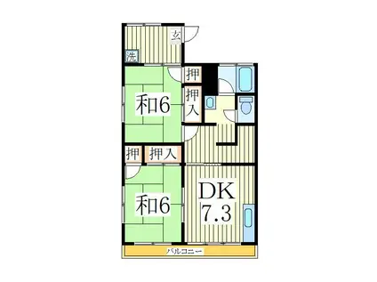 八光ハイツ(2DK/2階)の間取り写真