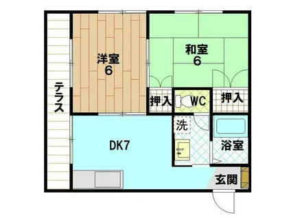 メゾンユーム(2DK/1階)の間取り写真