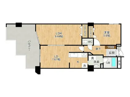 ピュアライフ砂津(2LDK/5階)の間取り写真