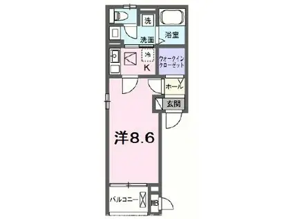 プログレエヌオメガ(1K/1階)の間取り写真