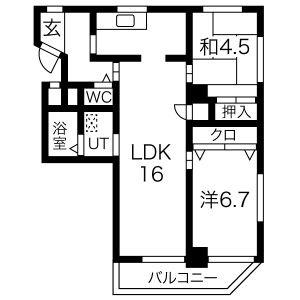 アビタマルフク(2LDK/3階)の間取り写真