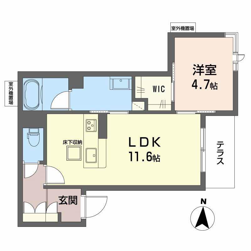 フラッツ桃谷(1LDK/1階)の間取り写真