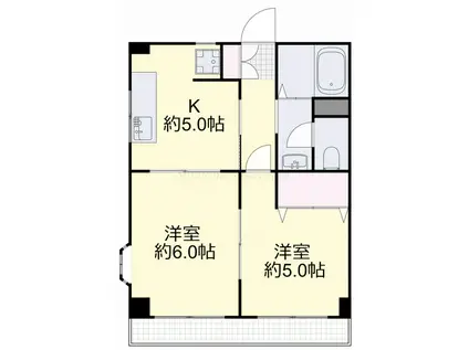 フローリス横井(2K/2階)の間取り写真