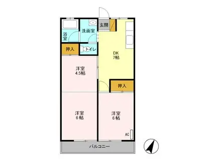 樹園マンション(3DK/2階)の間取り写真