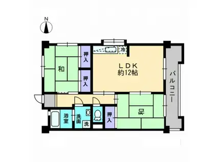 コーポニューデリ(2LDK/3階)の間取り写真