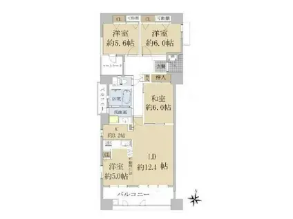 ネオグランデ大林(4LDK/2階)の間取り写真