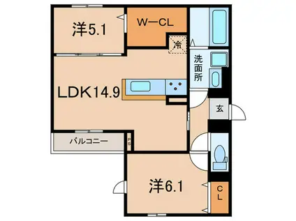 D-ROOM沢野南(2LDK/3階)の間取り写真