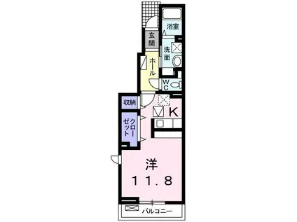 モーニング・グローリーIV(1K/1階)の間取り写真