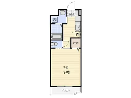 アンジュール川方(1K/1階)の間取り写真