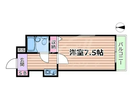 プリンスコート(1K/7階)の間取り写真