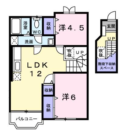 クレストール長船A(2LDK/2階)の間取り写真