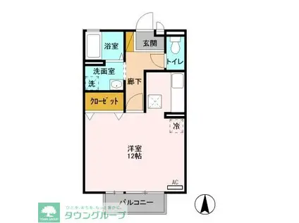 クレールI(1K/1階)の間取り写真