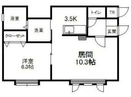 ニューエスパニア10(1LDK/2階)の間取り写真