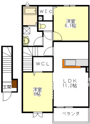 サニーコート A・B(2LDK/2階)の間取り写真